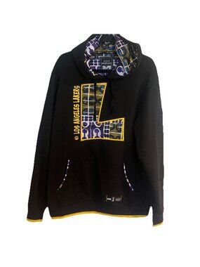 Two Hype Los Angeles Lakers 90's Kente Letter Black Hoodie Mens Size L Large